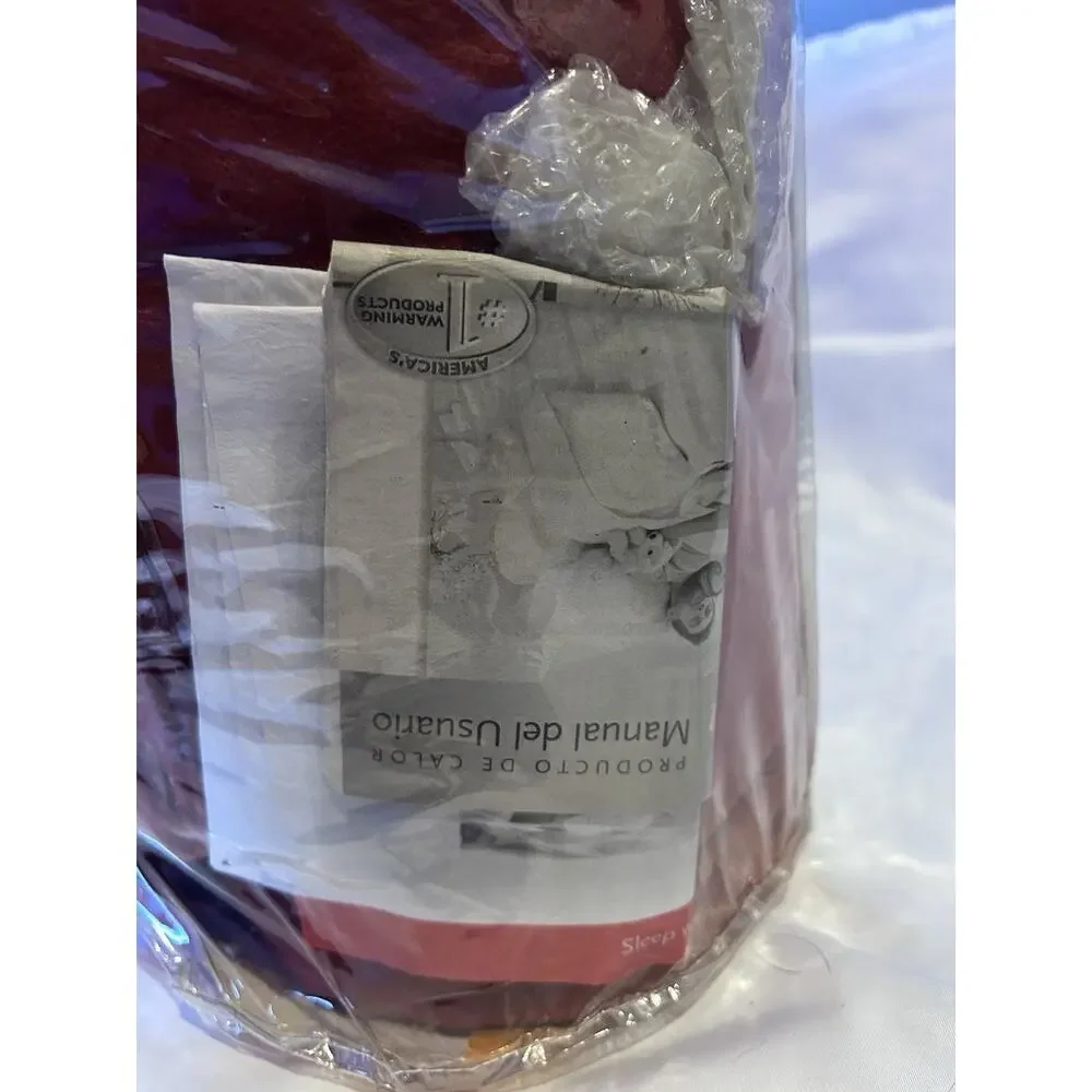 Sunbeam Heated Throw Blanket Fleece Red/rust Color New